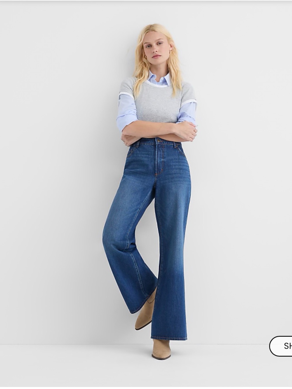 LOFT Rivete Loose Flare Denim
